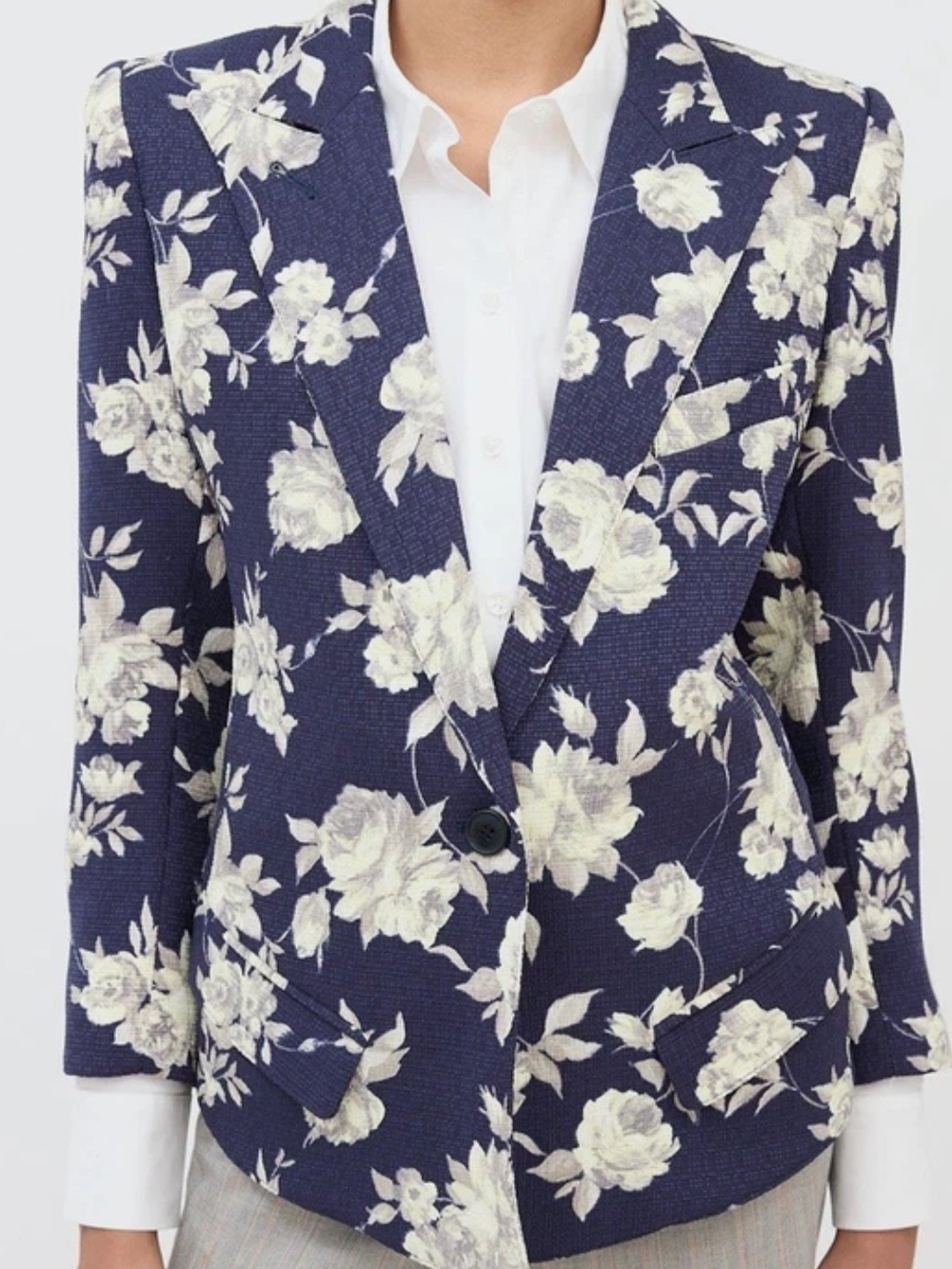 Smythe Navy Woven Floral Blazer